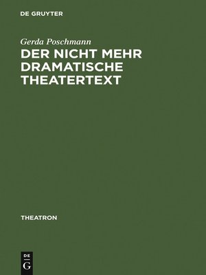 cover image of Der nicht mehr dramatische Theatertext